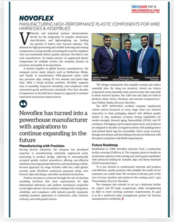 Industry Outlook Magazine- Top 10 Wire Harnesses & Cable Assemblies Manufacturer – 2025