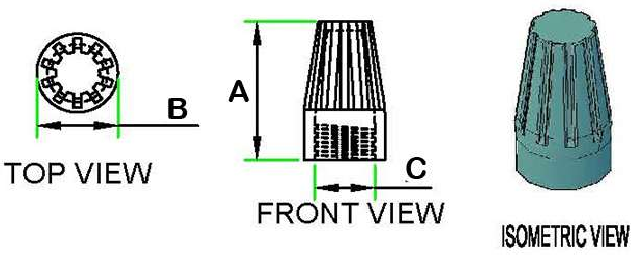 Turn on Wire Connector technical drawing