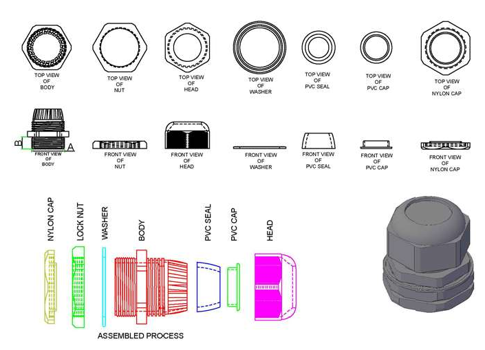 Cable Gland (ODCL Series) technical drawing