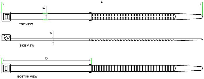 Cab Lok Fixed Length Cable Tie technical drawing