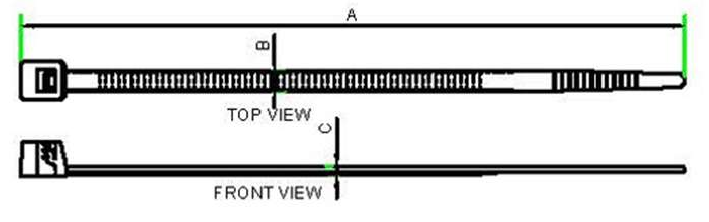 Fire Retardant Cable Ties technical drawing