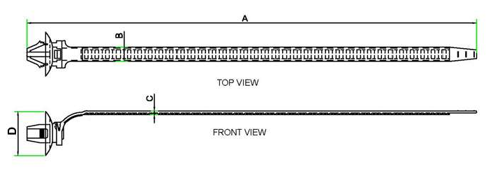 Disc Angular Push-Mount Cable Ties technical drawing