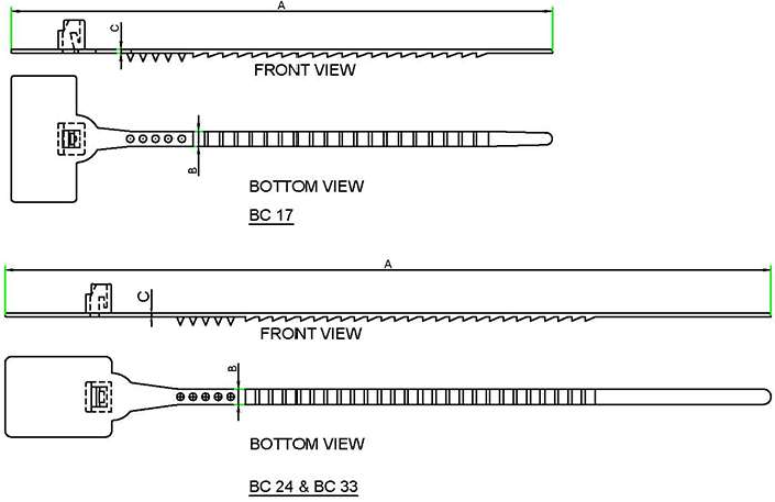 Pilfer-Proof Security Seals technical drawing