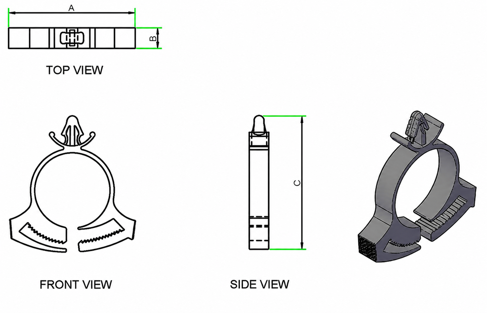Push Fit Snapper Clip technical drawing
