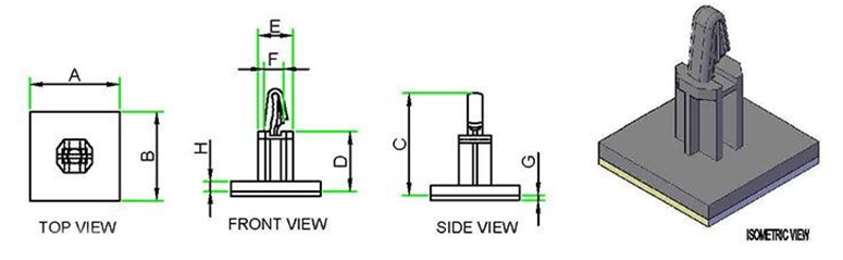 Adhesive Backed PCB Support technical drawing