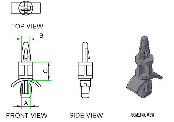 Locking Circuit Board Support technical drawing