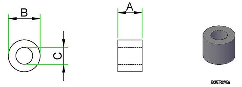 Round Nylon Spacers technical drawing