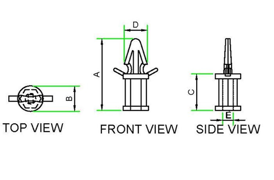 Screw Mount Tube PCB Support technical drawing