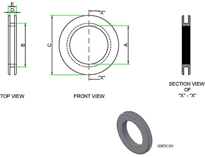 Flexiguard Grommet Rings technical drawing