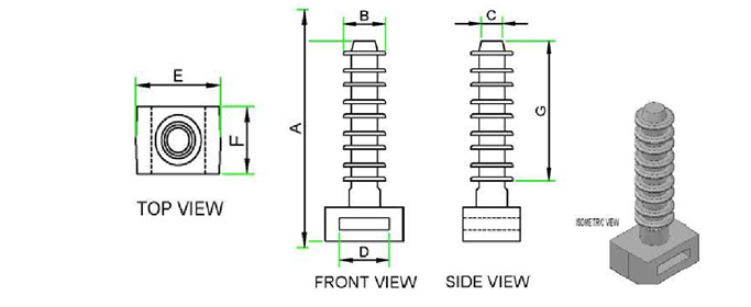 Screw Cable Tie Plug technical drawing