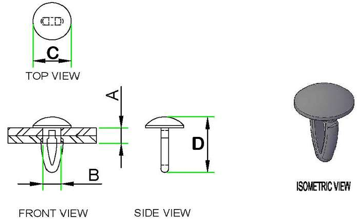 Mounting Buttons technical drawing
