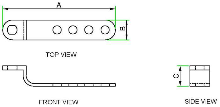 Adjustable P-Clips technical drawing