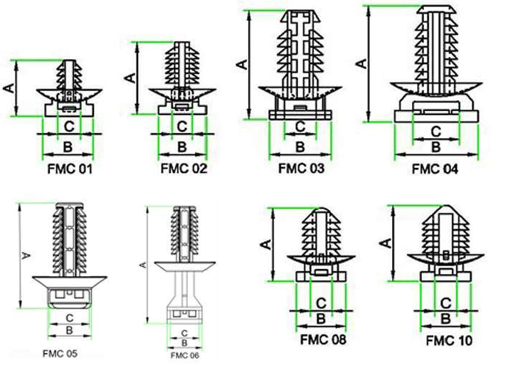 Dome Fir Tree Mount Clip + Cable Tie technical drawing