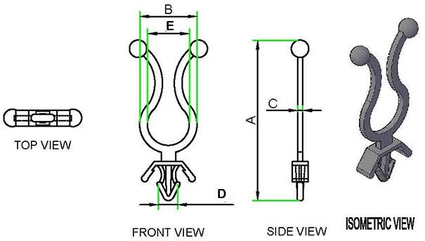 Stand-Off Twist Clips technical drawing
