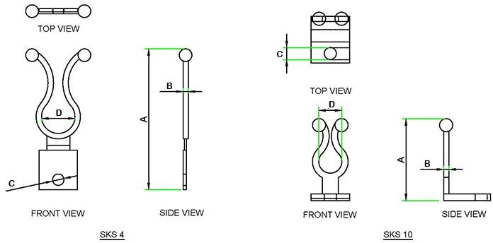 Hinged Twist Clip technical drawing