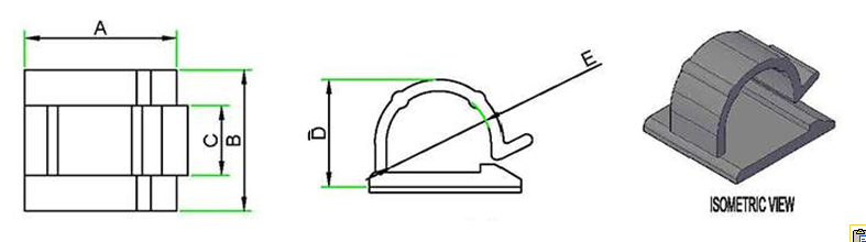 Adhesive Backed Cable Hanger Clip technical drawing