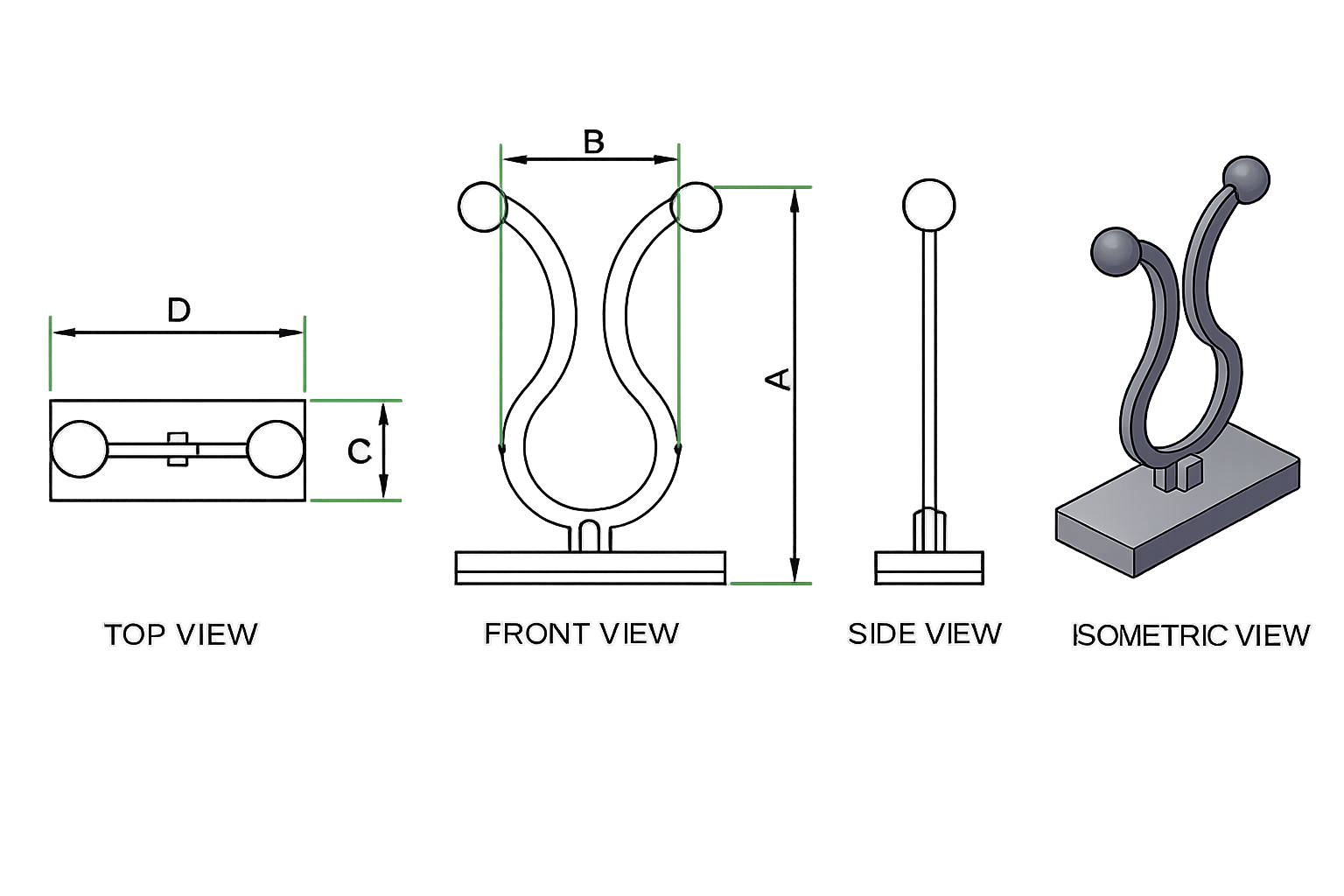 Self-Adhesive Twist Clip technical drawing