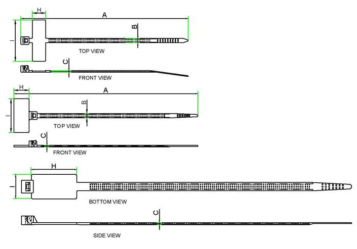 Identification Cable Ties technical drawing