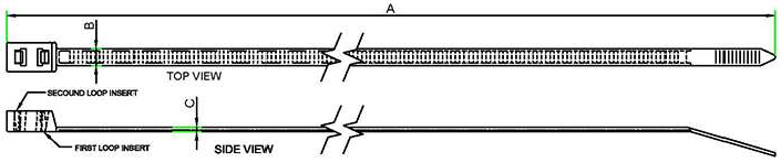 Double Head Cable Tie technical drawing