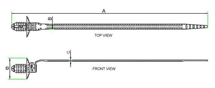 Disc Fir Tree Anchor Cable Tie technical drawing