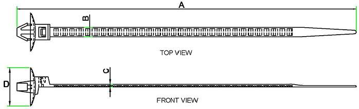 Disc Push Mount Cable Ties technical drawing