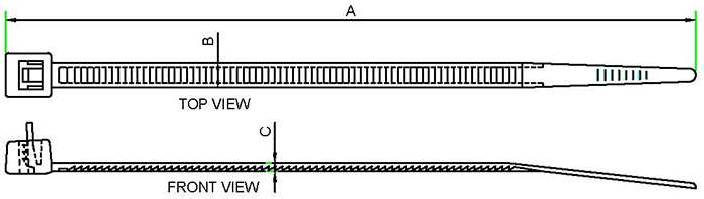 Reusable Cable Ties – CPR Series technical drawing