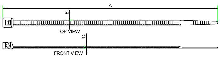 PP – Acid and Chemical Resistant Cable Tie technical drawing