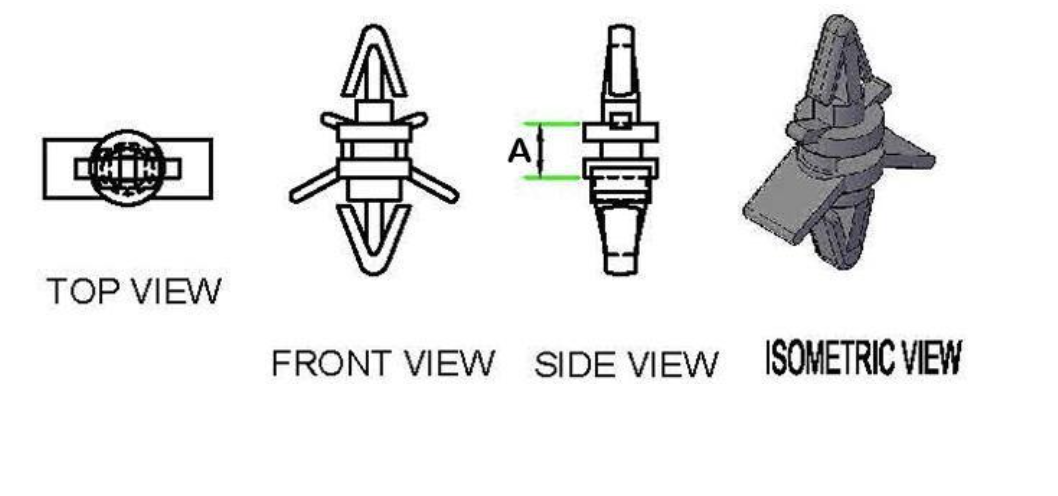 Locking Style PCB Supports technical drawing